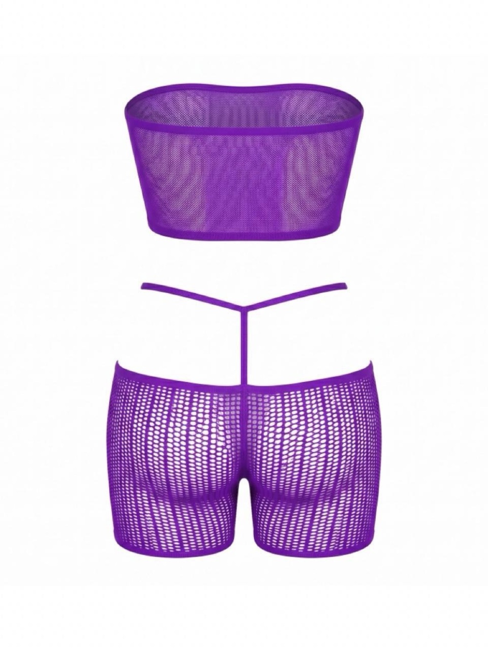 Purple Rhinestone Fishnet 3-Piece Set - Stripper Fishnet - Picture 6 of 8